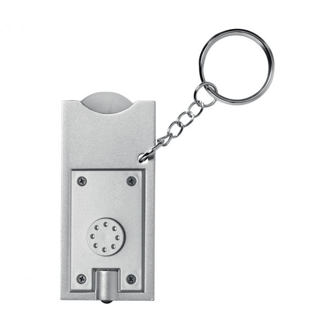 PORTE-CLÉS PUBLICITAIRE LAMPE JETON 'ALLEGRO' - argenté