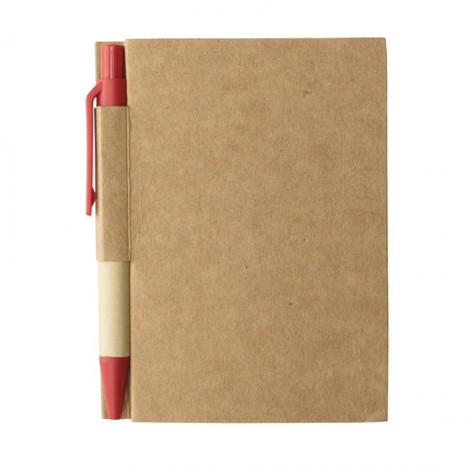 MINI CARNET AVEC STYLO RECYCLES PERSONNALISABLE 'CARTOPAD' - rouge