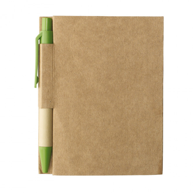 MINI CARNET AVEC STYLO RECYCLES PERSONNALISABLE 'CARTOPAD' - vert