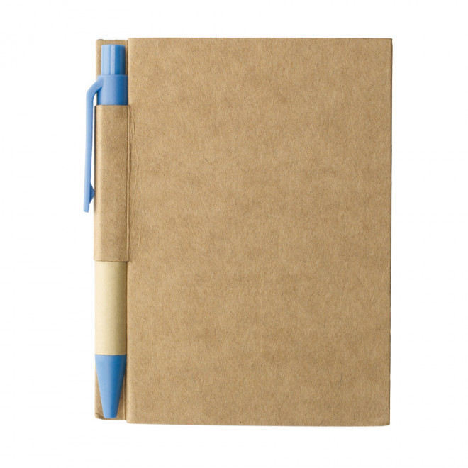 MINI CARNET AVEC STYLO RECYCLES PERSONNALISABLE 'CARTOPAD' - bleu