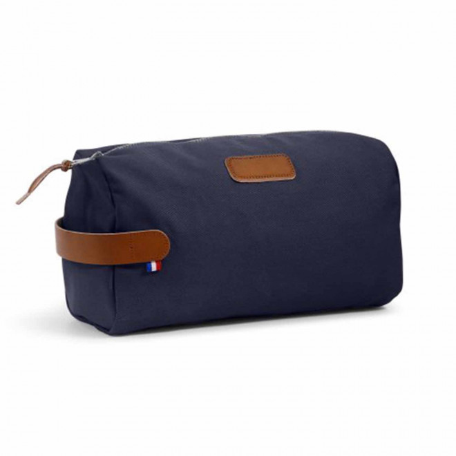TROUSSE DE TOILETTE COTON BIO PERSONNALISABLE 'FISEL' - bleu