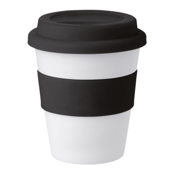 GOBELET AVEC COUVERCLE PUBLICITAIRE 'ASTORIA' - noir