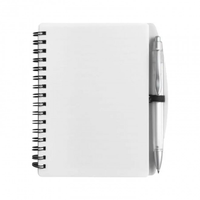 CARNET À SPIRALE PERSONNALISÉ A6 AVEC STYLO 'TURINO' - blanc