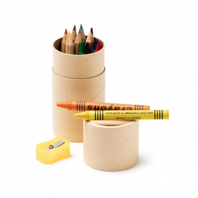 SET DE 12 CRAYONS AVEC T-C PERSONNALISABLE 'LUCIE' - naturel