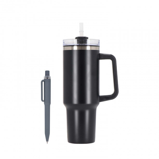 SET MUG ET STYLO PERSONNALISABLE 'STANLI' - gris