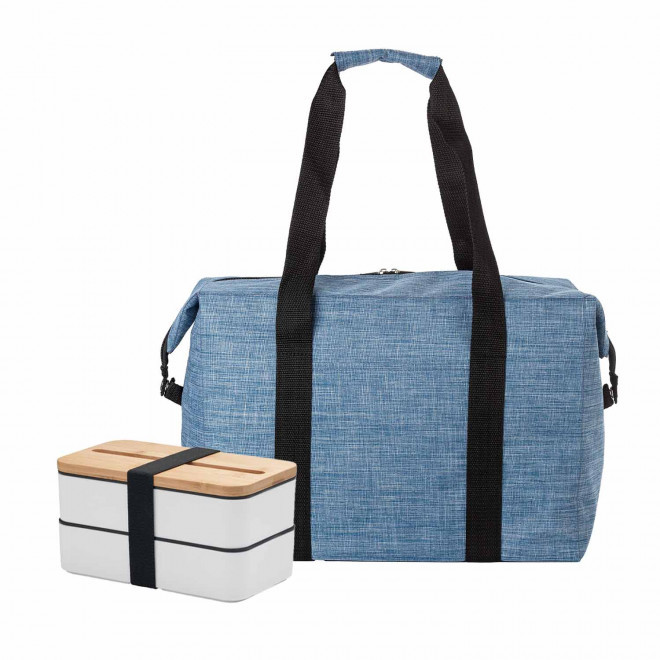 SET SAC ISOTHERME ET LUNCH BOX PERSONNALISABLE 'GOBO'  - bleu/blanc