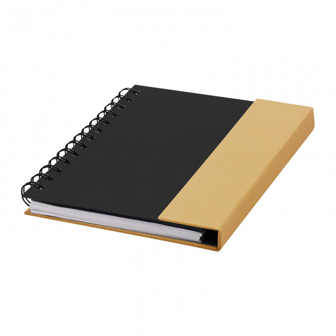 BLOC-NOTES PERSONNALISABLE À SPIRALE AVEC STYLO ET MÉMOS 'MAYSPI' - noir