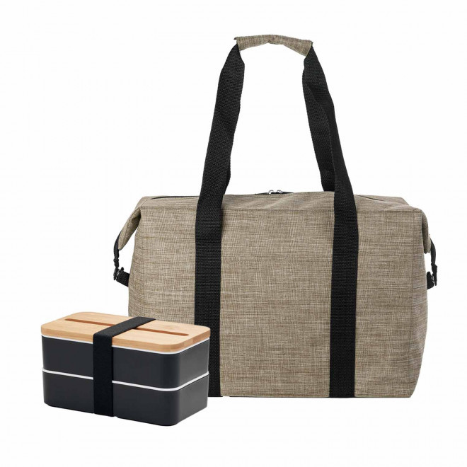 SET SAC ISOTHERME ET LUNCH BOX PERSONNALISABLE 'GOBO'  - beige/noir