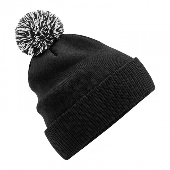 BONNET PERSONNALISABLE POMPOM BEECHFIELD® 'SNOBI' - noir/blanc