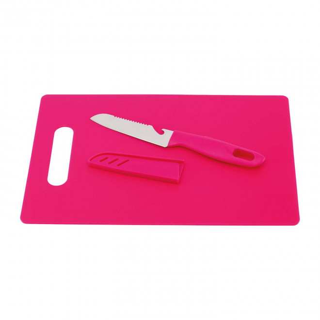 SET PERSONNALISABLE PLANCHE A DECOUPER COUTEAU 'NOZI' - rose