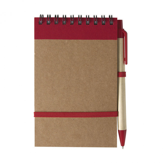 BLOC-NOTES RECYCLE PERSONNALISÉ AVEC STYLO 'PAPYRUS' LIGNÉ - rouge
