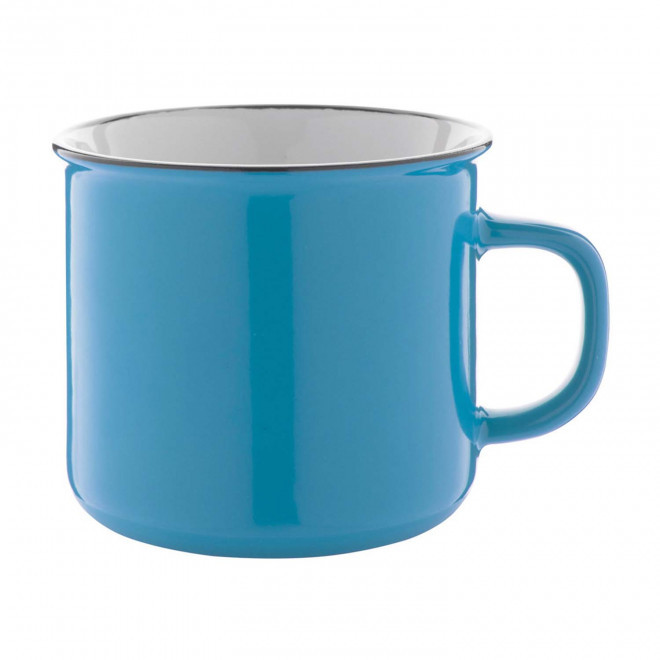 MUG PUBLICITAIRE EN CÉRAMIQUE DESIGN VINTAGE 'RONSIO' - bleu clair