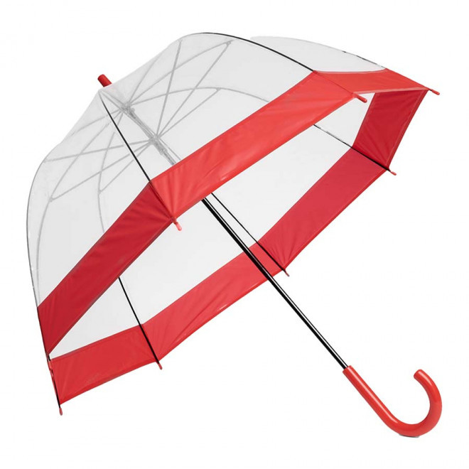 PARAPLUIE PUBLICITAIRE TRANSPARENT À CANNE 'LENCA'  - rouge