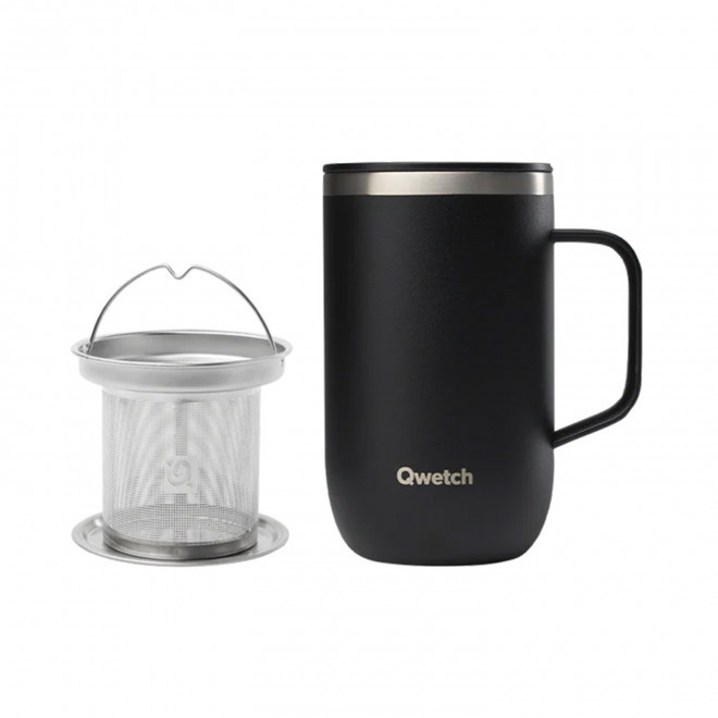 MUG ISOTHERME 470ML QWETCH PERSONNALISABLE 'TISANIERE' - noir