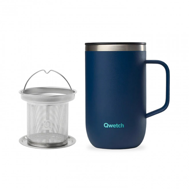 MUG ISOTHERME 470ML QWETCH PERSONNALISABLE 'TISANIERE' - bleu nuit