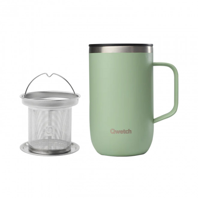 MUG ISOTHERME 470ML QWETCH PERSONNALISABLE 'TISANIERE' - vert