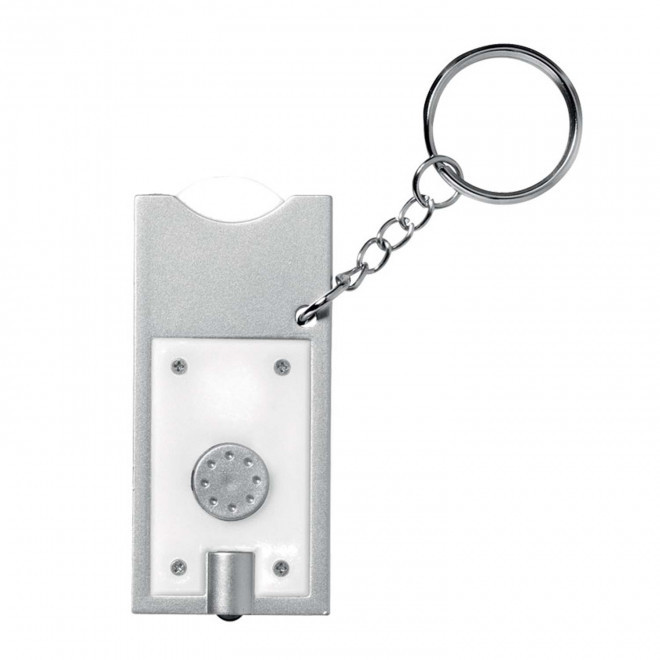 PORTE-CLÉS PUBLICITAIRE LAMPE JETON 'ALLEGRO' - blanc