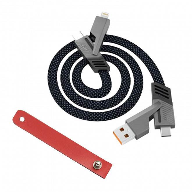 CABLE ET ATTACHE PERSONNALISABLE  'NEGMO' - noir/rouge