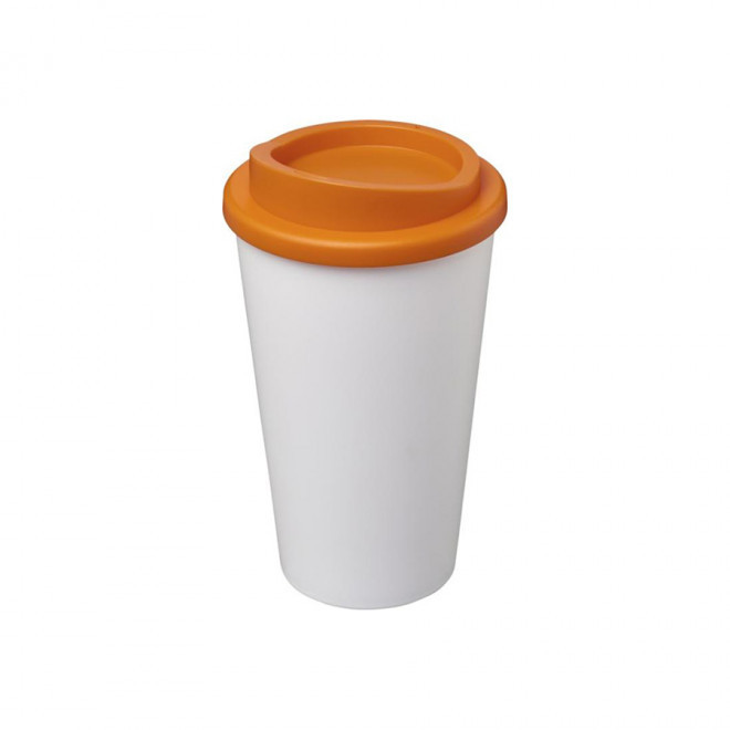 GOBELET PUBLICITAIRE ISOTHERME AMERICANO® 350 ML 'IBON' - blanc/orange