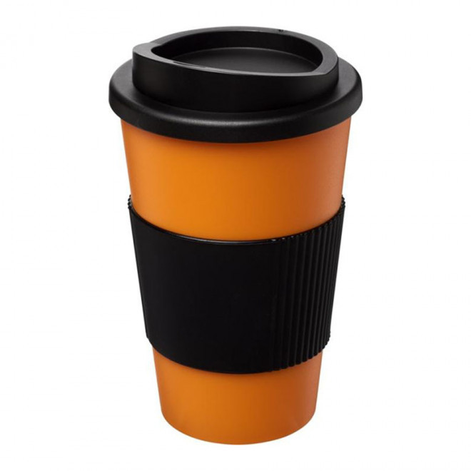 GOBELET PUBLICITAIRE GRIP ISOTHERME AMERICANO® 350 ML 'PULI' - orange/noir