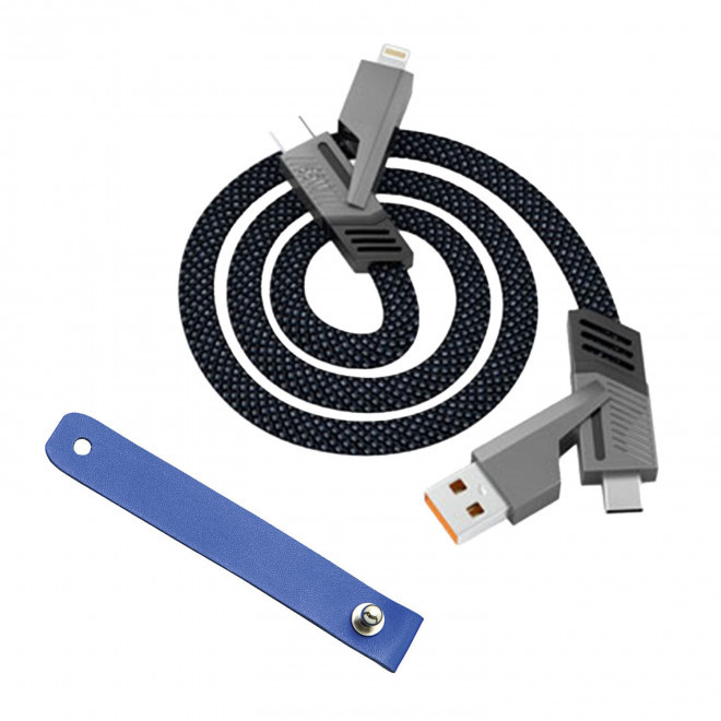 CABLE ET ATTACHE PERSONNALISABLE  'NEGMO' - noir/bleu