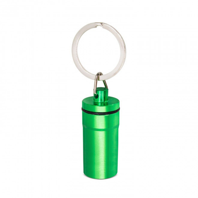 PORTE-CLES PILULIER BOUCHONS PUBLICITAIRE 'SANTAX' - vert