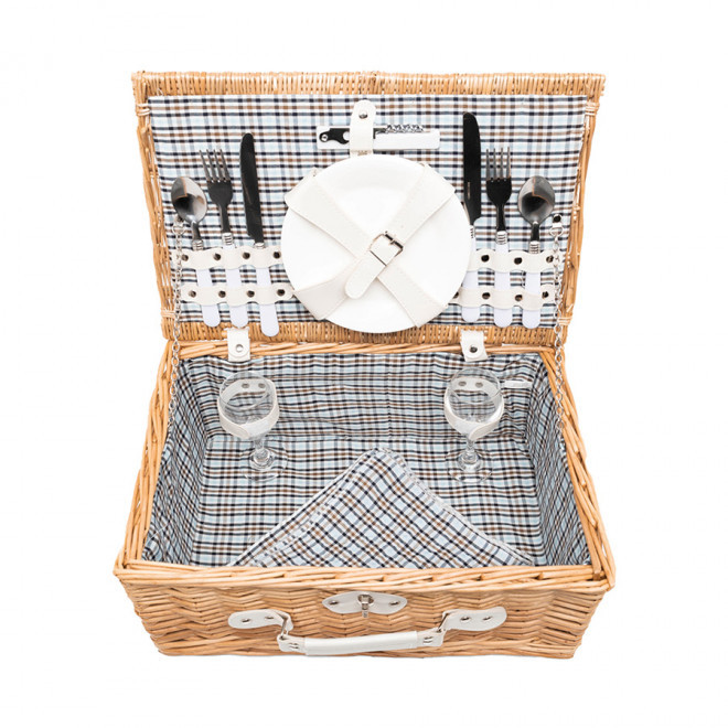 PANIER PIQUE-NIQUE POUR 2 PERSONNES 'VIVI' - blanc/marron