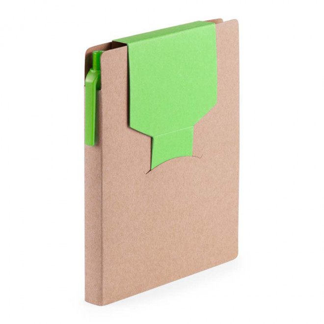 BLOC-NOTES PUBLICITAIRE AVEC STYLO MARQUE-PAGES 'NOTOU' - vert clair
