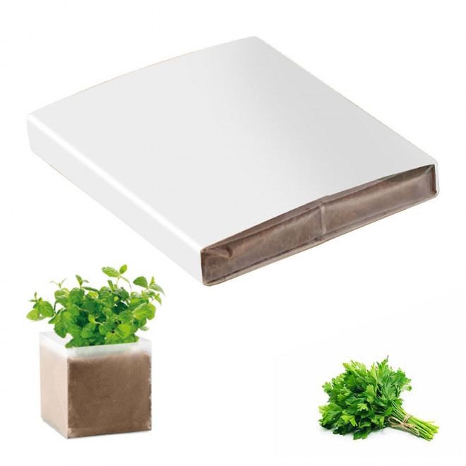 KIT PLANTATION PUBLICITAIRE SACHET PAPIER BLANC 'MUNDA QUADRI'  - persil