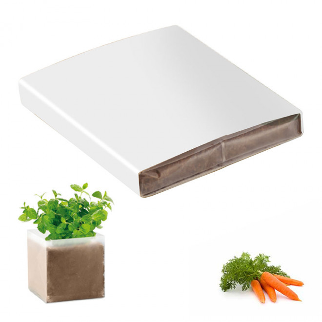 KIT PLANTATION PUBLICITAIRE SACHET PAPIER BLANC 'MUNDA QUADRI'  - carottes