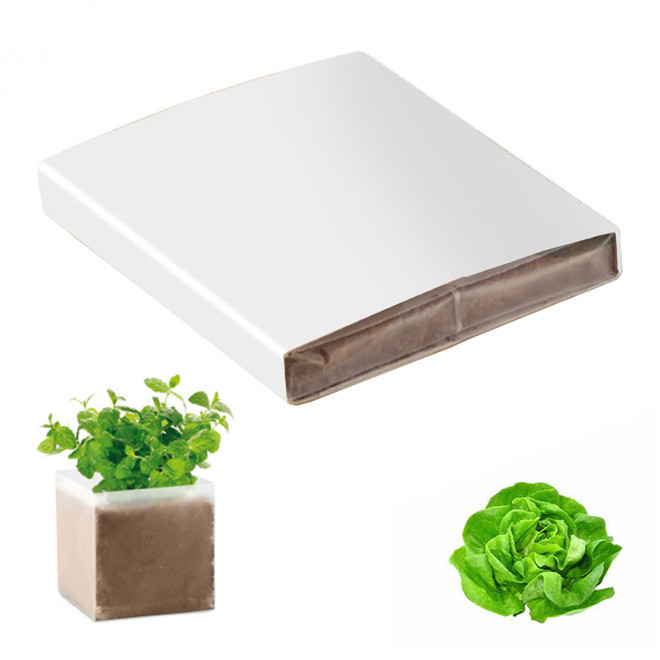 KIT PLANTATION PUBLICITAIRE SACHET PAPIER BLANC 'MUNDA QUADRI'  - salade