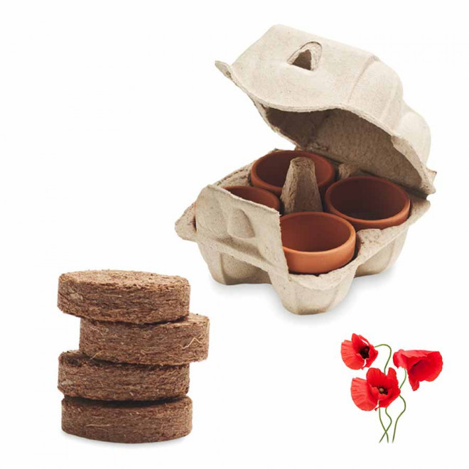KIT DE PLANTATION PUBLICITAIRE PAPIER BLANC 'TERRI' - coquelicot