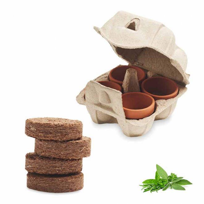 KIT DE PLANTATION PUBLICITAIRE PAPIER BLANC 'TERRI' - mélange d'herbes aromatiques