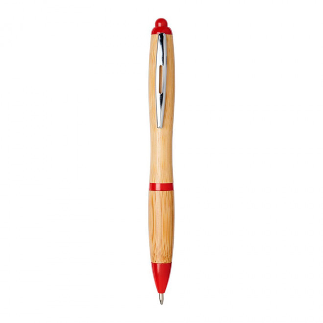 STYLO EN BAMBOU PUBLICITAIRE 'RIOWOOD' RAPIDE 4J - rouge