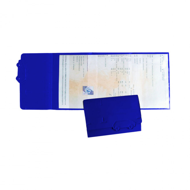 PORTE CARTE GRISE PUBLICITAIRE AVEC DECOUPE 'ROZEN' - bleu