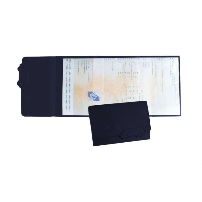 PORTE CARTE GRISE PUBLICITAIRE AVEC DECOUPE 'ROZEN' - plomb