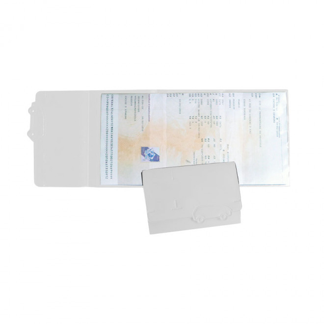 PORTE CARTE GRISE PUBLICITAIRE AVEC DECOUPE 'ROZEN' - blanc