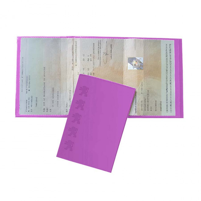 PORTE CARTE GRISE PUBLICITAIRE AVEC INCRUSTATION 'AVAM' - fuchsia