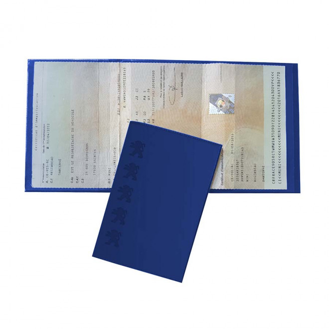 PORTE CARTE GRISE PUBLICITAIRE AVEC INCRUSTATION 'AVAM' - bleu