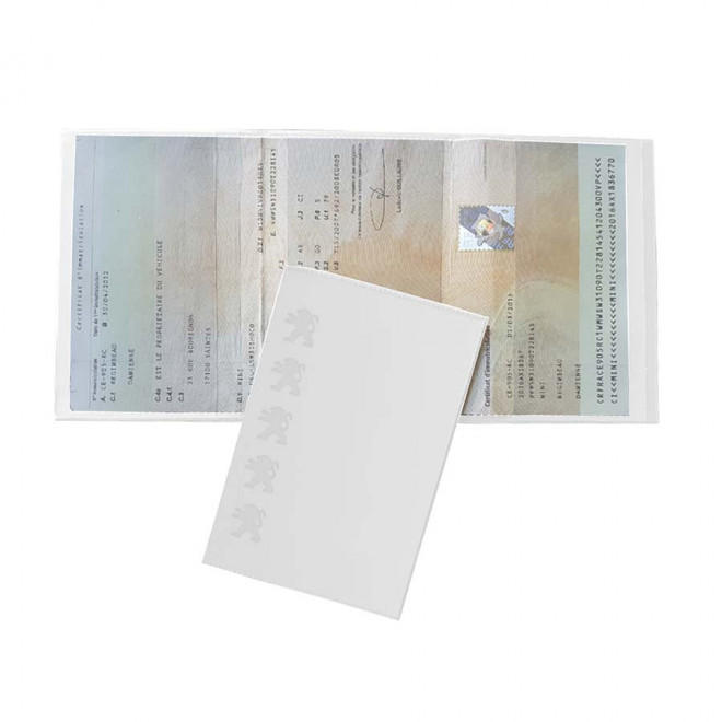 PORTE CARTE GRISE PUBLICITAIRE AVEC INCRUSTATION 'AVAM' - blanc