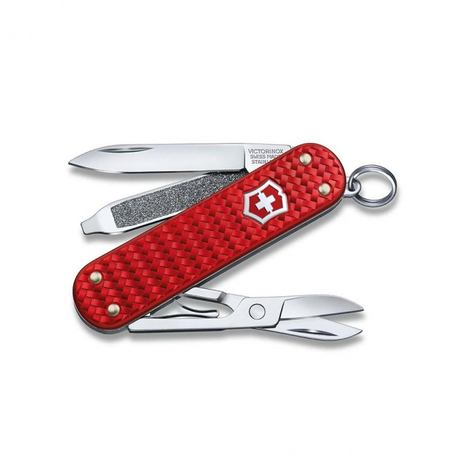 COUTEAU SUISSE 5 FONCTIONS PUBLICITAIRE 'PRECIOUS ALOX' - rouge