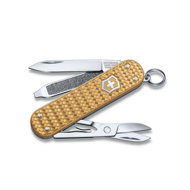 COUTEAU SUISSE 5 FONCTIONS PUBLICITAIRE 'PRECIOUS ALOX' - doré