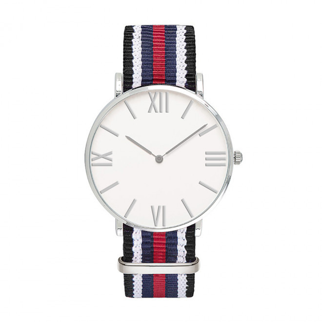 MONTRE PERSONNALISEE HOMME 'AXEL' - chrome/rouge/blanc/bleu
