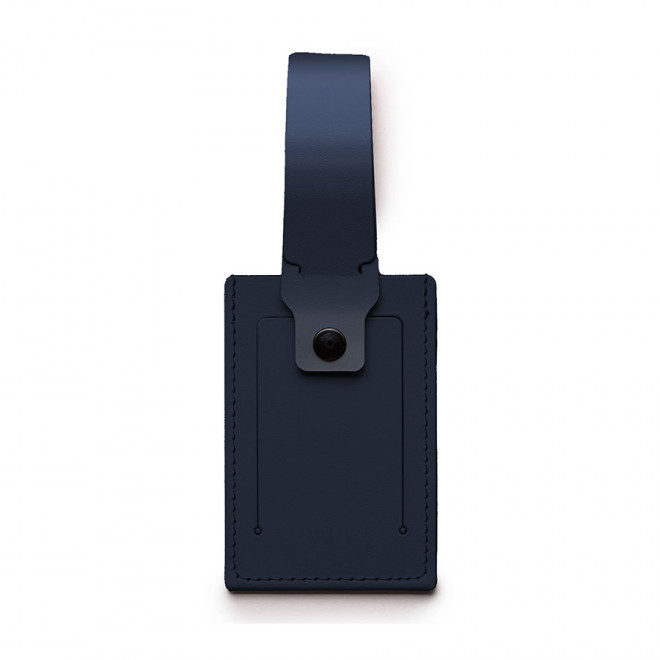 ETIQUETTE A BAGAGE PERSONNALISEE EN CUIR RECYCLE 'ELISA' - bleu nuit