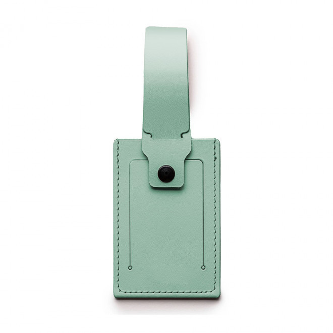 ETIQUETTE A BAGAGE PERSONNALISEE EN CUIR RECYCLE 'ELISA' - vert eau