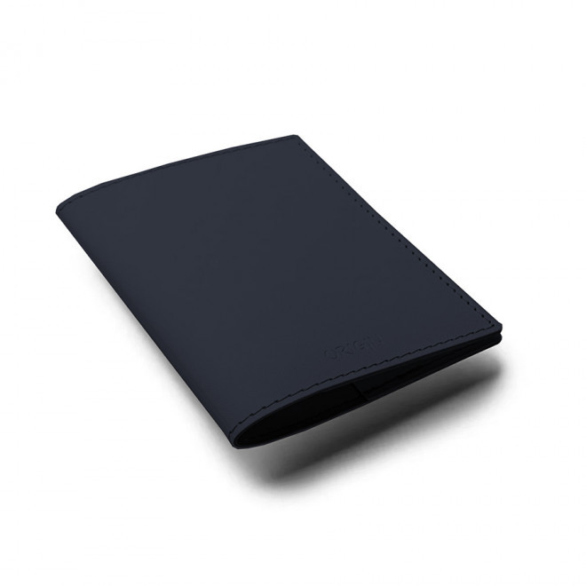 PORTE-PASSEPORT PUBLICITAIRE EN CUIR RECYCLE 'MARIA' - bleu nuit