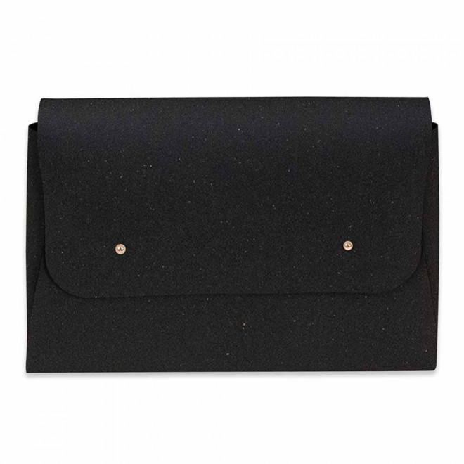 POCHETTE PUBLICITAIRE EN CUIR RECYCLE 'ELENA' - noir