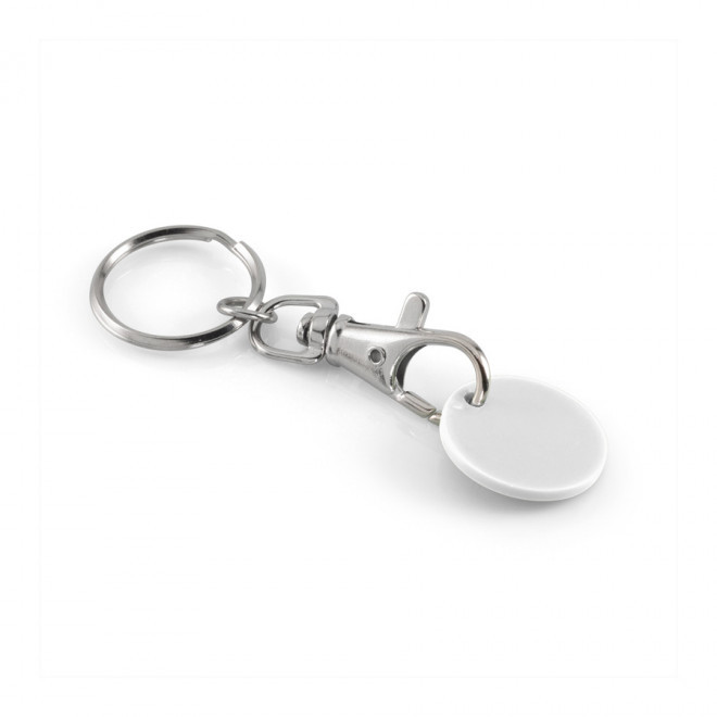 PORTE-CLES PUBLICITAIRE AVEC MOUSQUETON 'SEGNA' - blanc