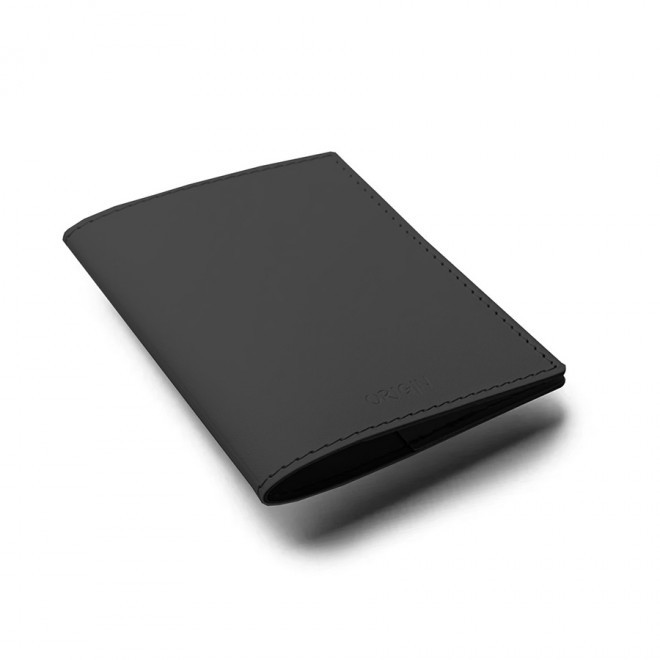 PORTE-PASSEPORT PUBLICITAIRE EN CUIR RECYCLE 'MARIA' - gris anthracite