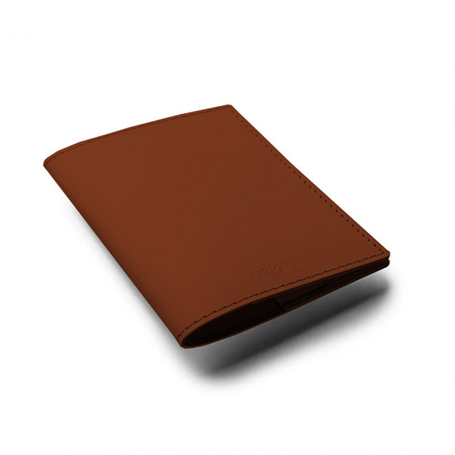 PORTE-PASSEPORT PUBLICITAIRE EN CUIR RECYCLE 'MARIA' - terracotta